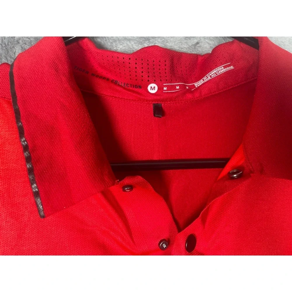 Nike Golf Tiger Woods Men's Polo Shirt Red Silver Size Medium